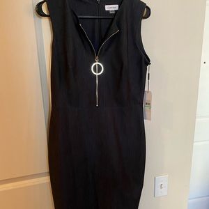 Calvin Klein Denim Zip-front Sleeveless Dress - Size 8